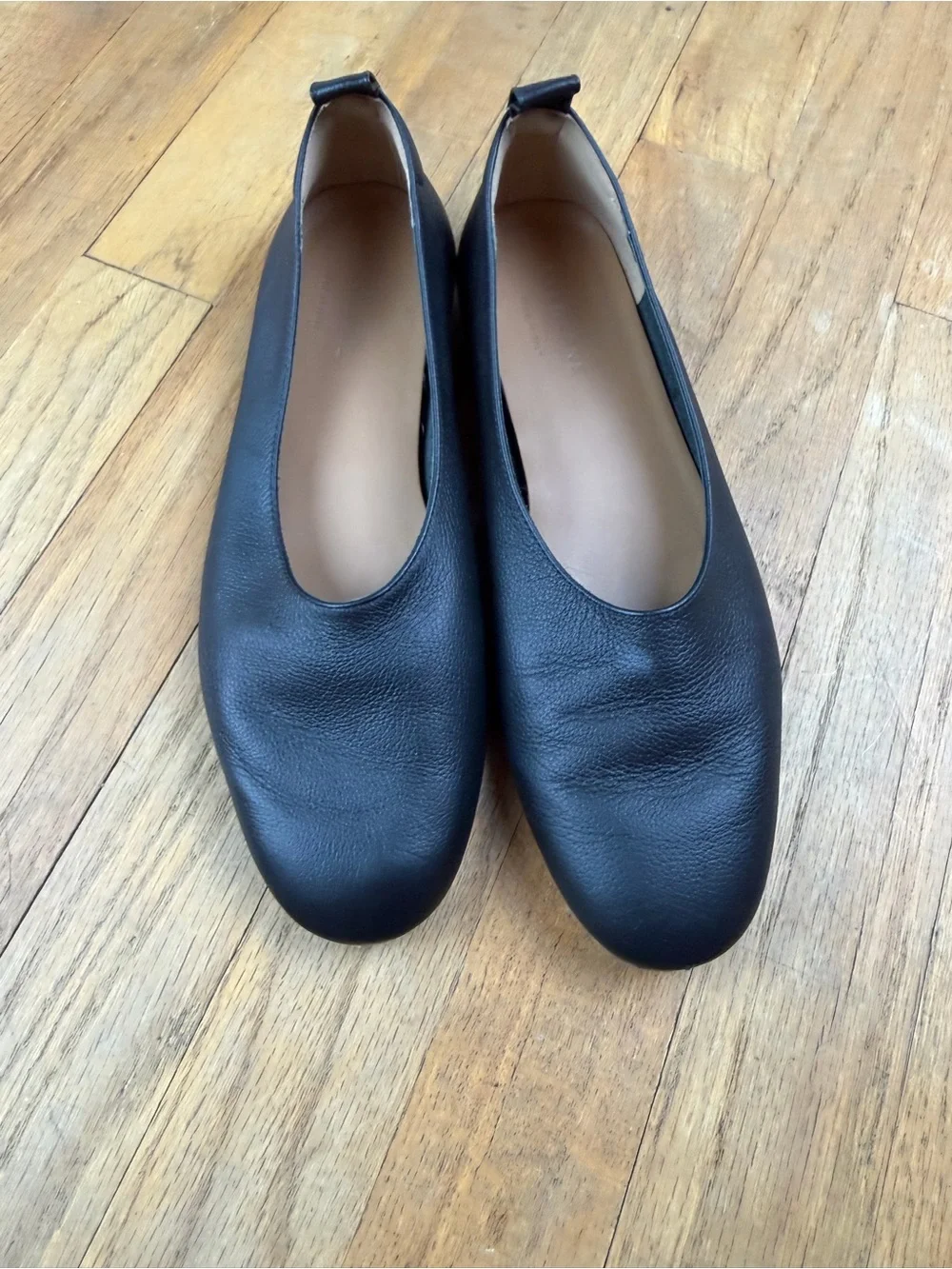 Everlane Black Leather Slip-On Ballet Flats